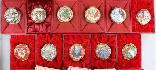 Eleven Halcyon Days enamelled Christmas boxes 2000-2012